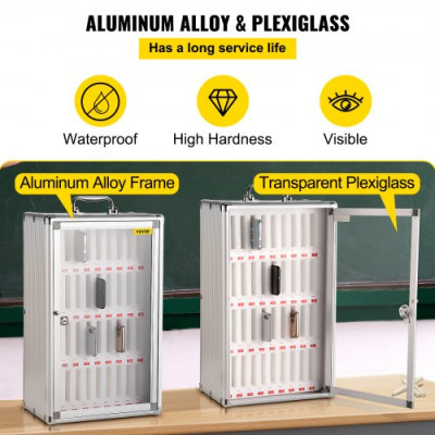 Caja de Casillero de Almacenamiento de Teléfonos 32x20x51 cm Caja de Administración de Celular Cojinete de Carga 20 kg Caja de Almacenamiento de Teléfonos con 36 Ranuras y 2 Llaves para Clases