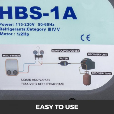VEVOR Máquina de Recuperación de Refrigerante Máquina de Recuperación de HVAC 220-240 VCA Refrigerante RG6 50 HZ Recuperación de Refrigerante Herramienta de Reparación de Aire Acondicionado