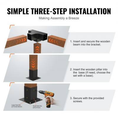 VEVOR 2PCS Kit de Soporte de Pérgola 4