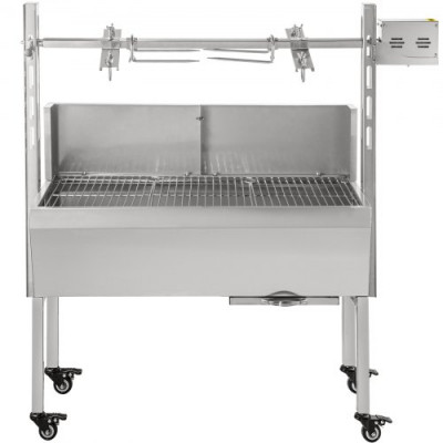 VEVOR Máquina de Asado de Asador de Carbón, 88 cm x 44 cm 25 W 4 RPM Máquina de Asado de Cordero de Carbón de Acero Inoxidable, Asador Barbacoa Parrilla al Carbón de 60 kg para Pícnic al Aire Libre