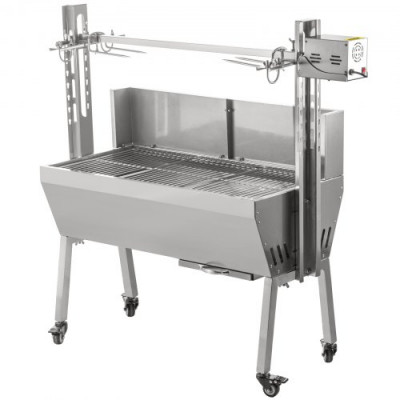 VEVOR Máquina de Asado de Asador de Carbón, 88 cm x 44 cm 25 W 4 RPM Máquina de Asado de Cordero de Carbón de Acero Inoxidable, Asador Barbacoa Parrilla al Carbón de 60 kg para Pícnic al Aire Libre