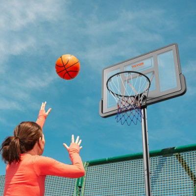 VEVOR Canasta de Baloncesto para Exterior/Interior Portátil Altura Ajustable de 122-305 cm Tablero de 112 cm con Soporte con Ruedas y Base Ponderada para Adultos y Niños, Entrenamiento de Baloncesto