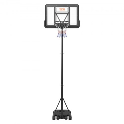 VEVOR Canasta de Baloncesto para Exterior/Interior Portátil Altura Ajustable de 122-305 cm Tablero de 112 cm con Soporte con Ruedas y Base Ponderada para Adultos y Niños, Entrenamiento de Baloncesto