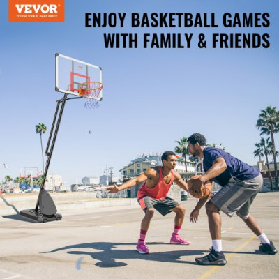 VEVOR Canasta de Baloncesto para Exterior/Interior Portátil Altura Ajustable de 232-305 cm Tablero de 128 cm con Soporte con Ruedas y Base Ponderada para Adultos y Niños, Entrenamiento de Baloncesto