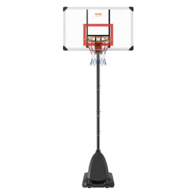 VEVOR Canasta de Baloncesto para Exterior/Interior Portátil Altura Ajustable de 232-305 cm Tablero de 128 cm con Soporte con Ruedas y Base Ponderada para Adultos y Niños, Entrenamiento de Baloncesto