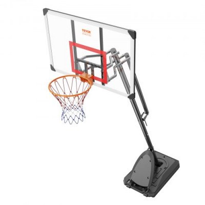 VEVOR Canasta de Baloncesto para Exterior/Interior Portátil Altura Ajustable de 232-305 cm Tablero de 128 cm con Soporte con Ruedas y Base Ponderada para Adultos y Niños, Entrenamiento de Baloncesto