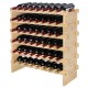 Comprar Rack de vinho de bambu de 6 camadas, 48 garrafas, prateleira modular empilhável de 76,5 x 25 x 77,5 cm Rack de exibição de vinho independente para cozinha, bar e adega, cor natural