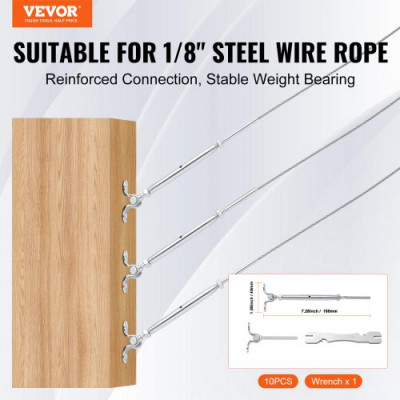 VEVOR Kit de barandilla de cable de ángulo ajustable de acero inoxidable T316 de 1/8