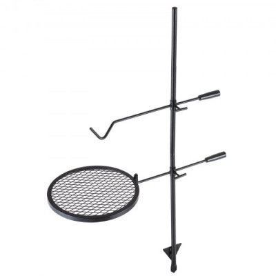 VEVOR Parrilla Giratoria para Fogatas Altura Ajustable 122,5 cm Parrilla Portátil de Acero Malla Diamantada de 36x36 cm Capacidad de Carga de 6kg para Fogatas de Campamento para Barbacoa al Aire Libre