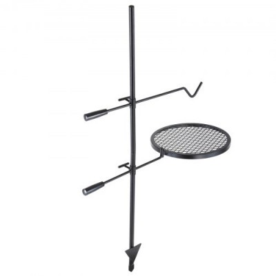 VEVOR Parrilla Giratoria para Fogatas Altura Ajustable 122,5 cm Parrilla Portátil de Acero Malla Diamantada de 36x36 cm Capacidad de Carga de 6kg para Fogatas de Campamento para Barbacoa al Aire Libre