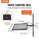 Buy Rotating Campfire Grill Adjustable Height 71cm Portable Steel Grill 40.5x40.5cm Diamond Mesh 6kg Load Capacity for Outdoor BBQ Campfire