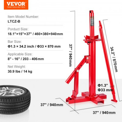 VEVOR Desmontadora de Neumáticos Manual 203-406 mm Herramienta de Desmontadora de Neumáticos de Acero 46×38×94 cm a Prueba de Óxido sin Dañar Llanta para Montar y Desmontar Neumáticos de Coche Camión