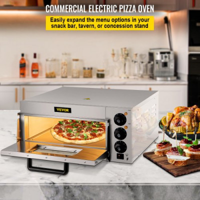 Horno de Pizza Eléctrico 2000W Horno de Acero Inoxidable 56 x 47,5 x 26,5 cm Tostador para Pizza 122-662 ℉ para Cocinar Pizza, Sándwiches, Pretzels, Plato Horneado, Patata, Pan, Pastel, Tarta