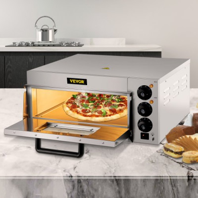 Horno de Pizza Eléctrico 2000W Horno de Acero Inoxidable 56 x 47,5 x 26,5 cm Tostador para Pizza 122-662 ℉ para Cocinar Pizza, Sándwiches, Pretzels, Plato Horneado, Patata, Pan, Pastel, Tarta