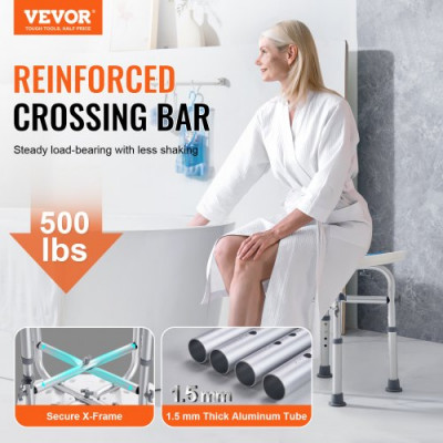 VEVOR Asiento de ducha Taburete de ducha Altura ajustable 500 lbs Baño