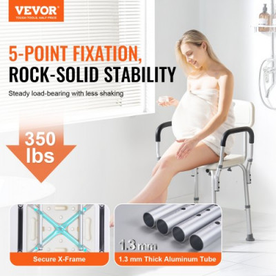 VEVOR Asiento de ducha Silla de ducha de baño Altura ajustable Carga 350 lbs