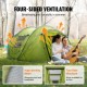 VEVOR Tienda de Campaña para Senderismo 280x202x131 cm para 4 Personas Impermeable Instalación Fácil con Puerta y Ventana para Camping al Aire Libre, Senderismo, Caza, Viajes de Montañismo, Verde