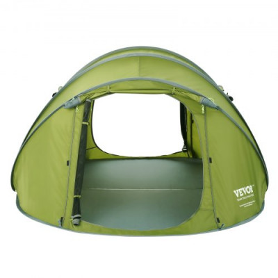 VEVOR Tienda de Campaña para Senderismo 280x202x131 cm para 4 Personas Impermeable Instalación Fácil con Puerta y Ventana para Camping al Aire Libre, Senderismo, Caza, Viajes de Montañismo, Verde