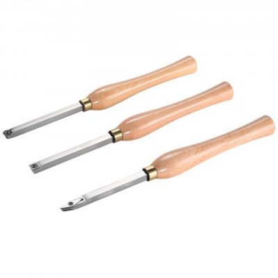 VEVOR Herramientas de Torneado de Madera 3 PCS Herramientas de Torno de Madera con Cortador de Carburo de Diamante Cuadrado Redondo con Asas Cómodas Caja 200mm 395x150x80mm Herramientas de Carpintería