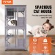 Comprar Jaula para Gatos Jaula de 3 Niveles con Ruedas Bloqueables Recinto para Gatos Giratorio de 360° 760x865x1630 mm con Caja de Descanso para 1-2 Gatos Animales Pequeños Conejos, Interior y Exterior