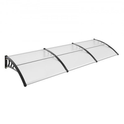 VEVOR Toldo para Puerta de Entrada 965x2975 mm Marquesina para Puerta Toldo para Ventana de Policarbonato Soporte de ABS Resistente UPF 50+ Protección Contra Rayos UV, Lluvia, Nieve, Transparente