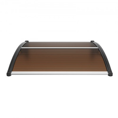 VEVOR Toldo para Puerta de Entrada 965x1017 mm Marquesina para Puerta Exterior de Policarbonato Toldo para Ventana Soporte de ABS Resistente UPF 50+ Protección contra Rayos UV, Lluvia y Nieve, Marrón