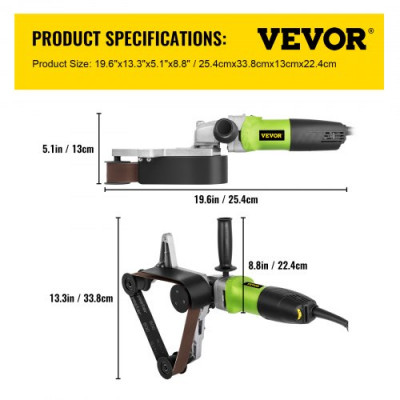 VEVOR Lijadora de Tubos, 800 W Máquina Pulidora de Tuberías, 760mm Máquina Pulidora de Tuberías, 700-3000RPM Lijadora para Tubos para Vidriar, Texturizar, Pulir y Alisar Tuberías