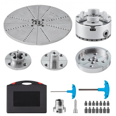 VEVOR Portabrocas para Torno φ 96 mm Mandril de Torno de 4 Mordazas KP965 Portabrocas para Torneado con 5 Mordazas y Llave en T Autocentrante para Tornos Mecanizado de Precisión Rectificado Fresado