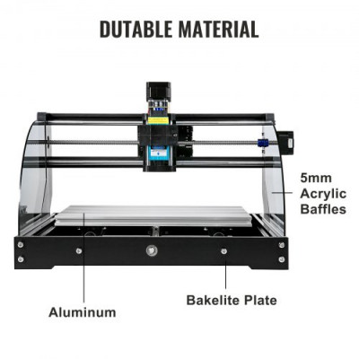 VEVOR Cnc 3018 Pro Router Cnc 500MW Láser 3 Ejes Control Grbl Máquina de Grabado Láser 300 × 180 × 45mm Fresadoras para madera para tallado Fresado de