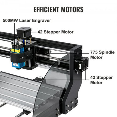 VEVOR Cnc 3018 Pro Router Cnc 500MW Láser 3 Ejes Control Grbl Máquina de Grabado Láser 300 × 180 × 45mm Fresadoras para madera para tallado Fresado de