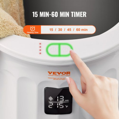 VEVOR Calentador de Toallas portátil Cubo de 20 L con Pantalla LED y Asa Calentador de Toallas Mantas de Cubo Albornoces Tiempo de Calentamiento Ajustable para Cuidado Facial Spa Masaje Baño, Blanco