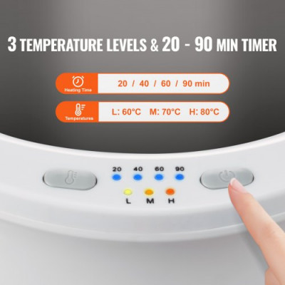 VEVOR Calentador de Toallas Portátil Cubo de 20 L Duración y Temperatura Ajustables con Luz LED Secador de Toallas Mantas Albornoces Apagado Automático para Cuidado Facial Spa Masaje Baño, Blanco