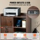 Buy Drawer Printer Stand Mobile Printer Shelf 60x40x80 cm Wooden Printer Stand with 2 Power Outlets and 2 USB Ports for File Storage in Office Home