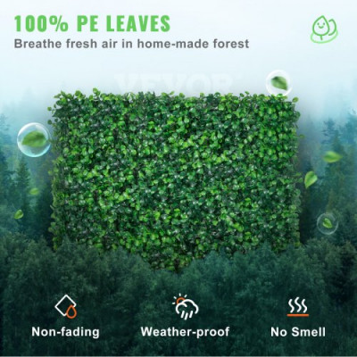 Hierba Artificial Verde de 12 Piezas 50,8 x 50,8 cm, Panel de Boj de Hiedra Artificial de Alta Densidad contra UV y 100% PE, Plantas Artificiales Decorativas para Pared, Jardines, Patio Trasero