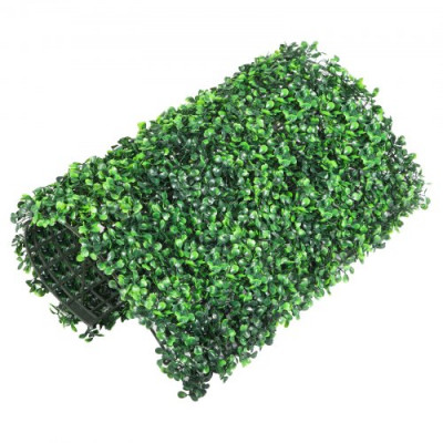 Hierba Artificial Verde de 12 Piezas 50,8 x 50,8 cm, Panel de Boj de Hiedra Artificial de Alta Densidad contra UV y 100% PE, Plantas Artificiales Decorativas para Pared, Jardines, Patio Trasero