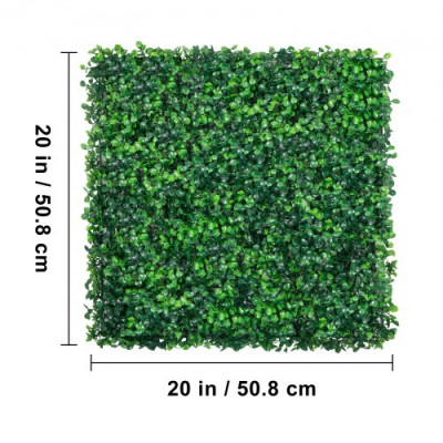 Hierba Artificial Verde de 12 Piezas 50,8 x 50,8 cm, Panel de Boj de Hiedra Artificial de Alta Densidad contra UV y 100% PE, Plantas Artificiales Decorativas para Pared, Jardines, Patio Trasero