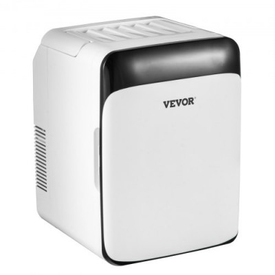 VEVOR Mini Nevera Pequeña Portátil 220 V/12 V 48 W 10 L Mini Refrigerador 26 x 25 x 35 cm Mini-Frigorífico Portátil Negro con Función de Frío y Calor para Maquillaje Cuidado la Piel Material ABS Coche