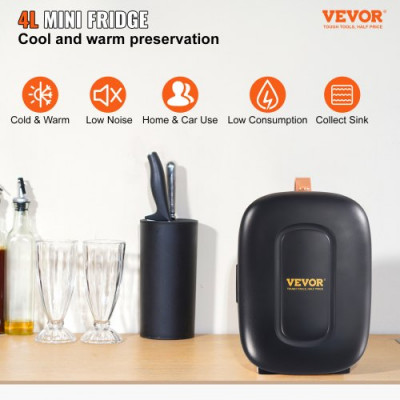 VEVOR Mini Nevera Pequeña Frigorífico Cosmético 4 L Mini Refrigerador Portátil Modo de Frío y Calor Temperatura de 18°C/50°C Frigorifico Pequeño