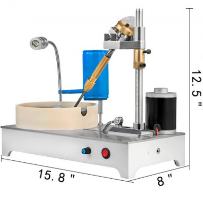 VEVOR Máquina de Joyería Pulidor con Tanque de Agua, Máquina de Tallado de Gemas Pulidora de Roca y Joyas 1800RPM