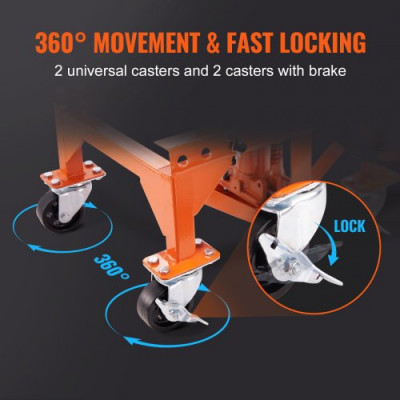 Plataforma Elevadora para Motocicletas 41,5 x 35 cm Elevador de Motos Hidráulicos de Tijera Capacidad de 200 kg Mesa Elevadora con 2 Ruedas Elevación de 340-905 mm para Taller Garaje, Naranja