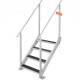 Buy Dock Ladder Adjustable Height 75-96 cm Pontoon Boat Ladder 4 Steps Aluminum Alloy Load 226 kg with Handrail Non-slip Rubber Mat for Boarding Boat Pool