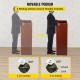 Buy Wooden Standing Podium 60x40x120 cm Portable Standing Podium 60kg Capacity, Durable Walnut MDF Wood, Rolling Wooden Podium with 4 360° Swivel Casters for Restaurants, Churches