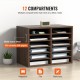 Koop Houten lectuurorganizer spaanplaat 12 compartimenten documentopbergrek 52x30,5x41 cm lectuursorteerder met verstelbare planken voor kantoor, bruin