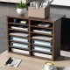 Koop Houten lectuurorganizer spaanplaat 12 compartimenten documentopbergrek 52x30,5x41 cm lectuursorteerder met verstelbare planken voor kantoor, bruin