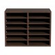 Koop Houten lectuurorganizer spaanplaat 12 compartimenten documentopbergrek 52x30,5x41 cm lectuursorteerder met verstelbare planken voor kantoor, bruin