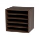 Koop Houten lectuurorganizer spaanplaat 5 compartimenten documentopbergrek 35,5x30,5x33 cm lectuursorteerder met verstelbare planken voor kantoor, bruin