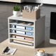 Koop Houten lectuurorganizer spaanplaat 5 compartimenten documentopbergrek 35,5x30,5x33 cm lectuursorteerder met verstelbare planken voor kantoor, wit