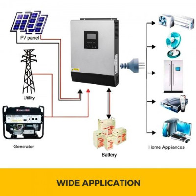 Solar Inversor de Corriente 230V Convertidor de Corriente 50A Cargador Sola Dc 24V Inversor Onda puro Inversor inteligente con cargador de corriente