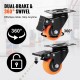 Buy Set of 4 Industrial Furniture Caster Wheels, 50.8mm PVC Silent Casters with Dual Locking Brake, 68kg Load Capacity Per Wheel for Workbench Carts