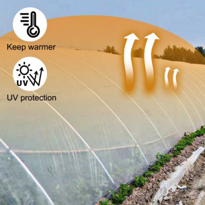 Película de Polietileno para Invernadero Dimensión de 7,3 x 15,2 m, Invernadero Plástico Transparente Espesor de 0,15 mm, Paño Anticongelante para Plantas Fácil de Bricolaje para Agricultura